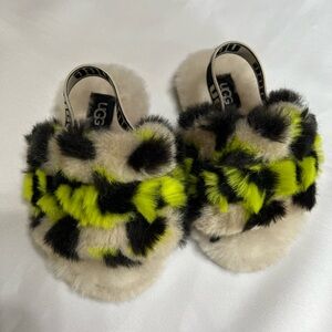 UGG Fuzzy Leopard Print Baby Shoes